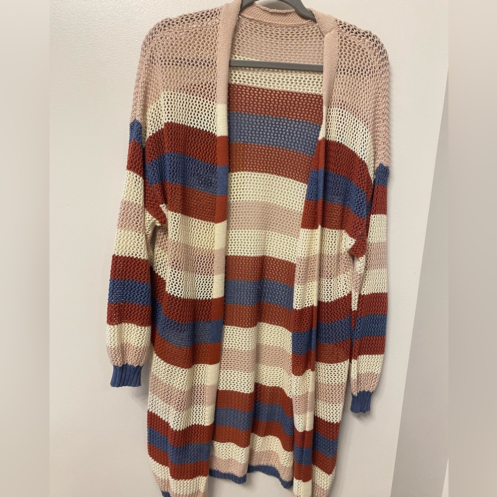 Knit open front cardigan Sz L
